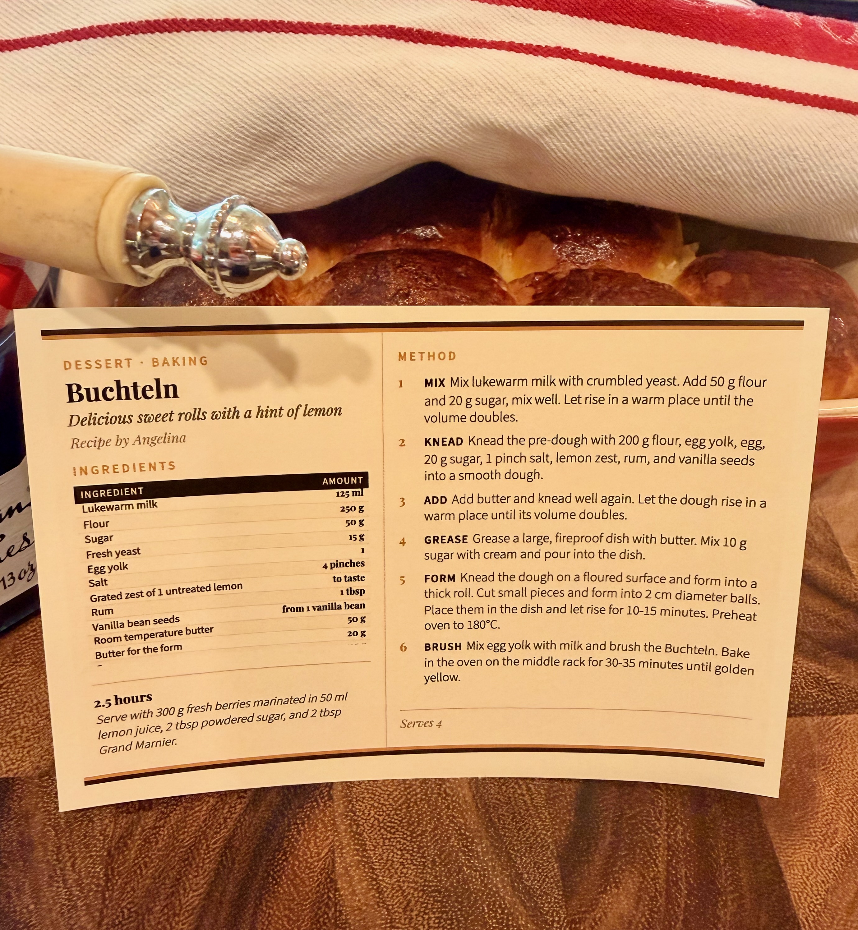 Beautiful recipe card scene in a cozy kitchen