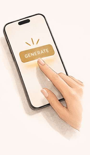 Watercolor illustration of generating a recipe card